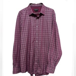 Bugatchi Classic Fir Mens Button Down Dress shirt size XL maroon‎ (3007)